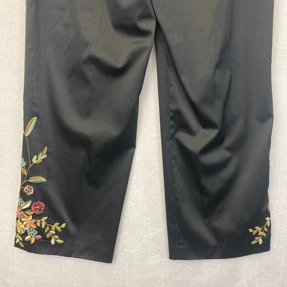 Y2K Spenser Jeremy 16W Black Satin Floral Embroidered Wide Leg Dress Pants Boho - Picture 15 of 15